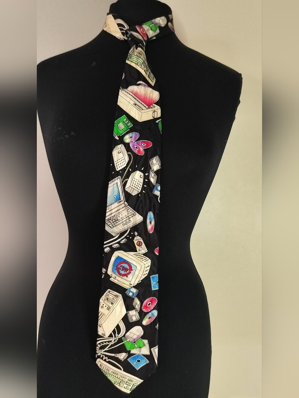 Black Novelty Tech-Print Men's Tie - Unbranded